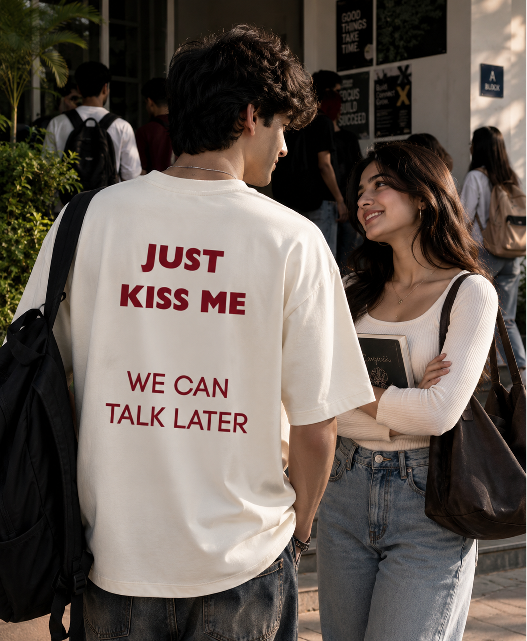 Just Kiss Me, We Can Talk Later Oversized Terry Tee