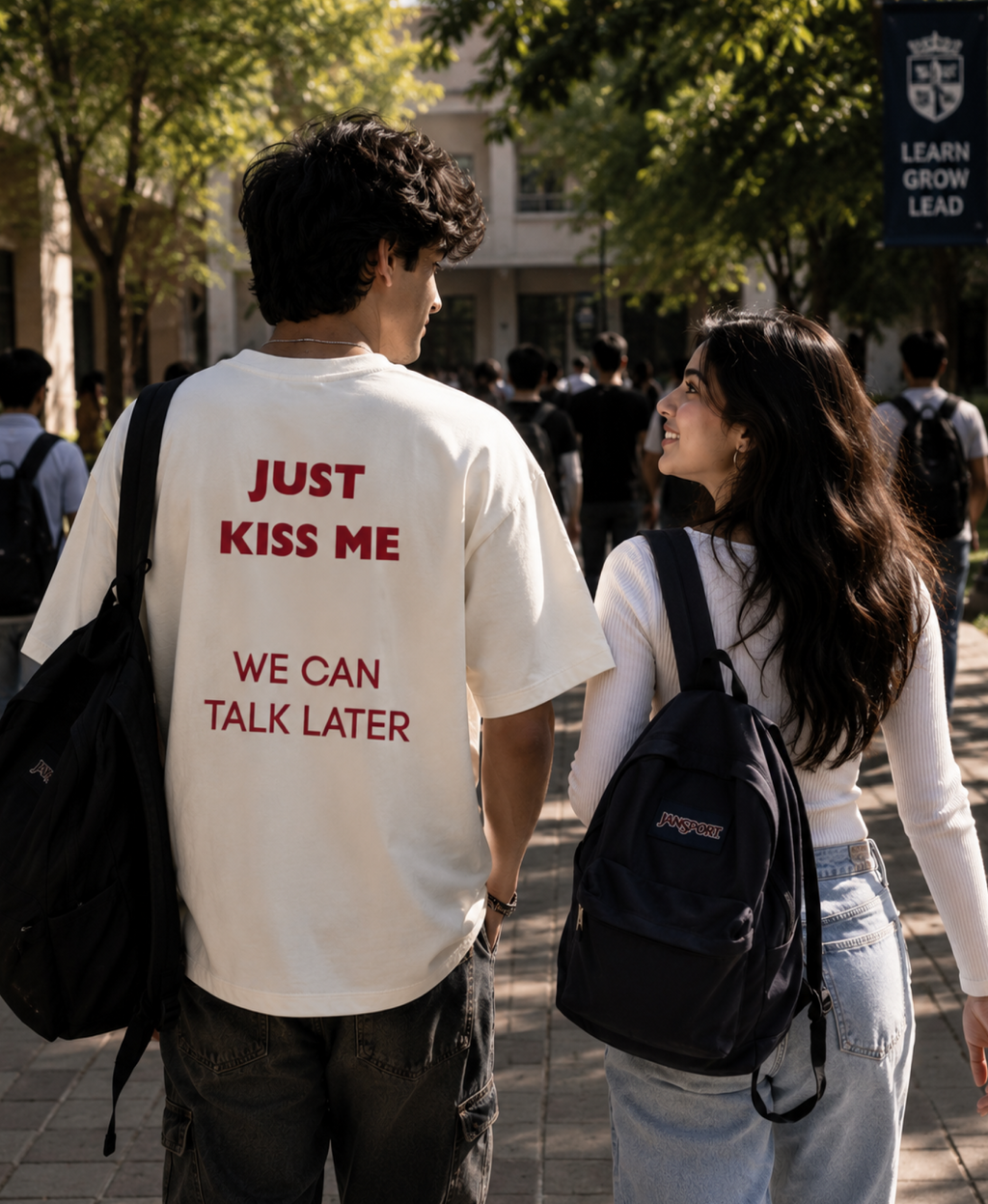 Just Kiss Me, We Can Talk Later Oversized Terry Tee