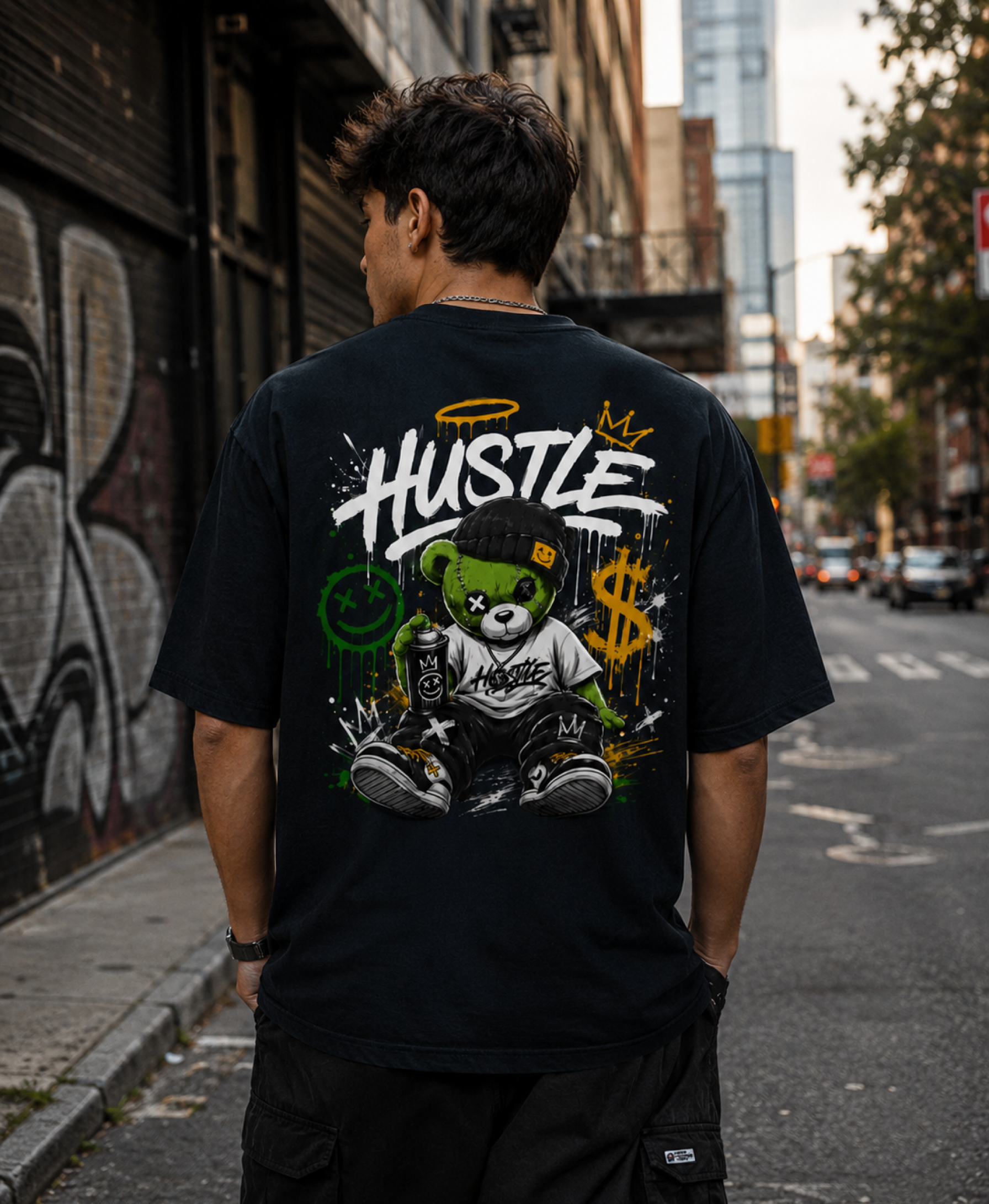 CHAOS: HUSTLE BEAR OVERSIZED TEE