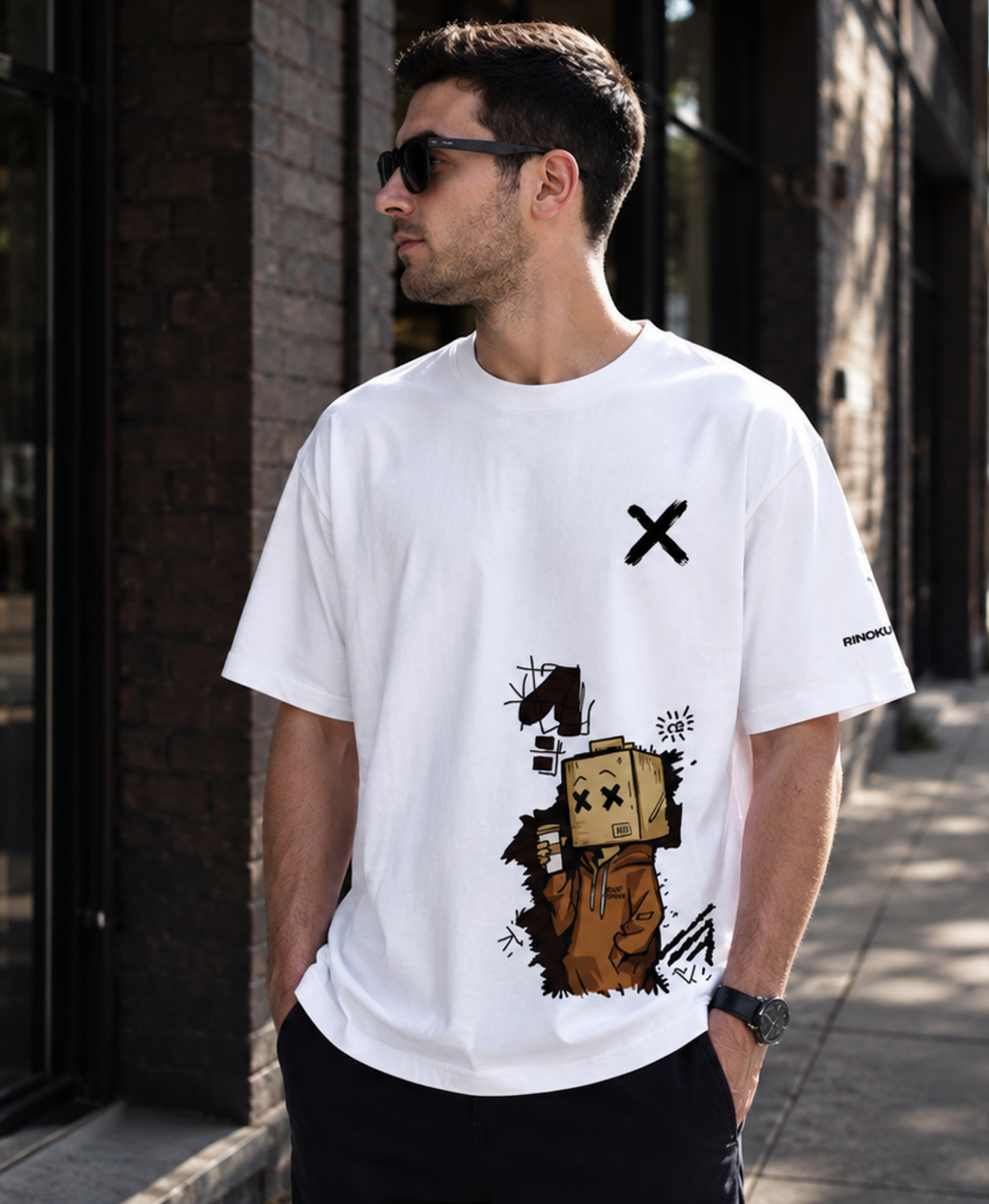 FACELESS White Oversized Tee | RINOKU CHAOS
