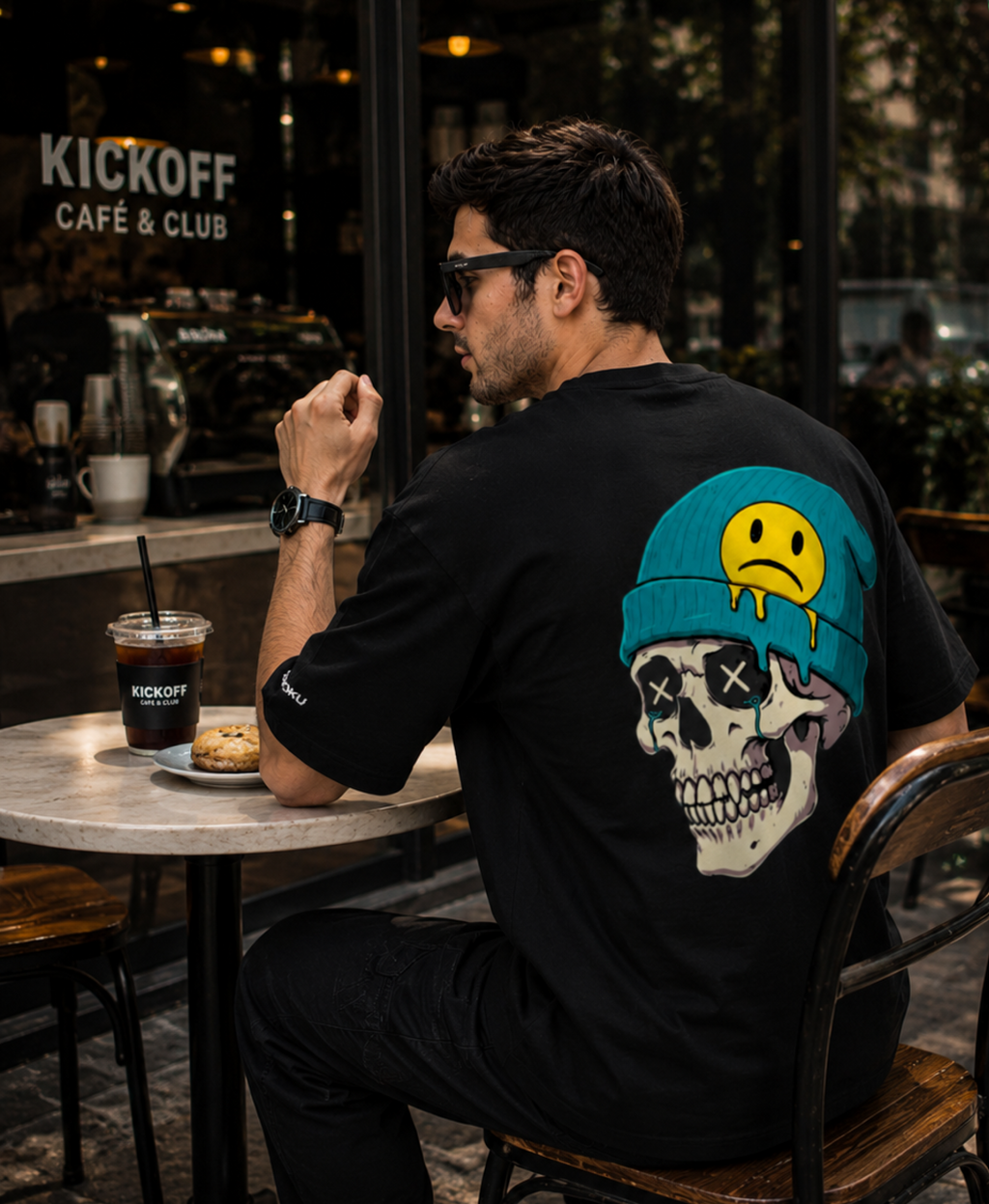 Melted Grin Black RINOKU Oversized Tee