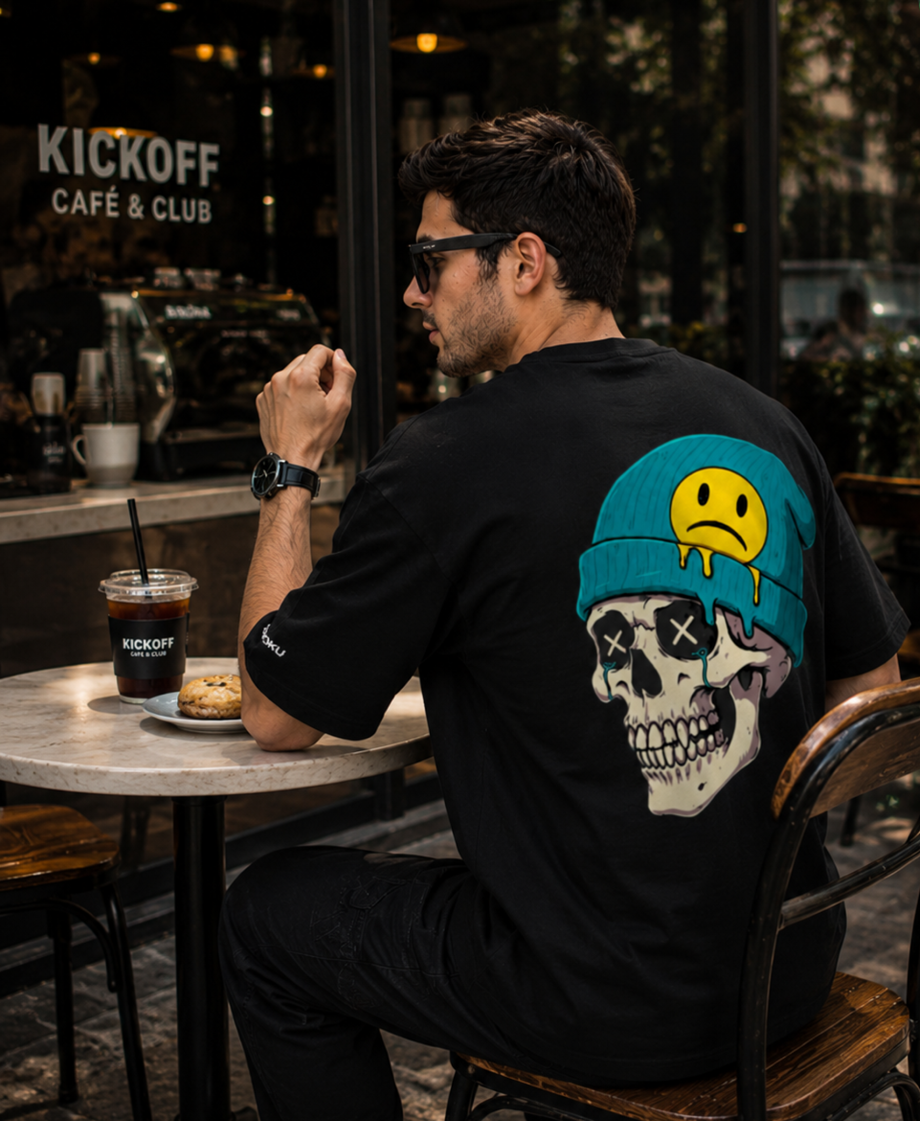 Melted Grin Black RINOKU Oversized Tee