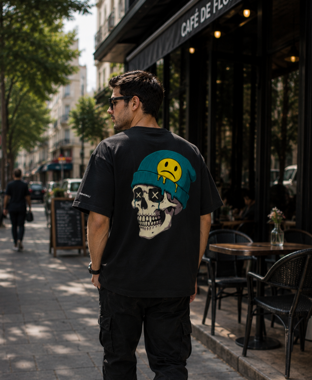 Melted Grin Black RINOKU Oversized Tee
