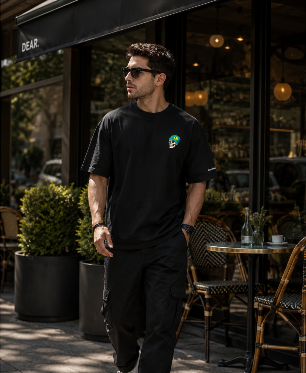 Melted Grin Black RINOKU Oversized Tee