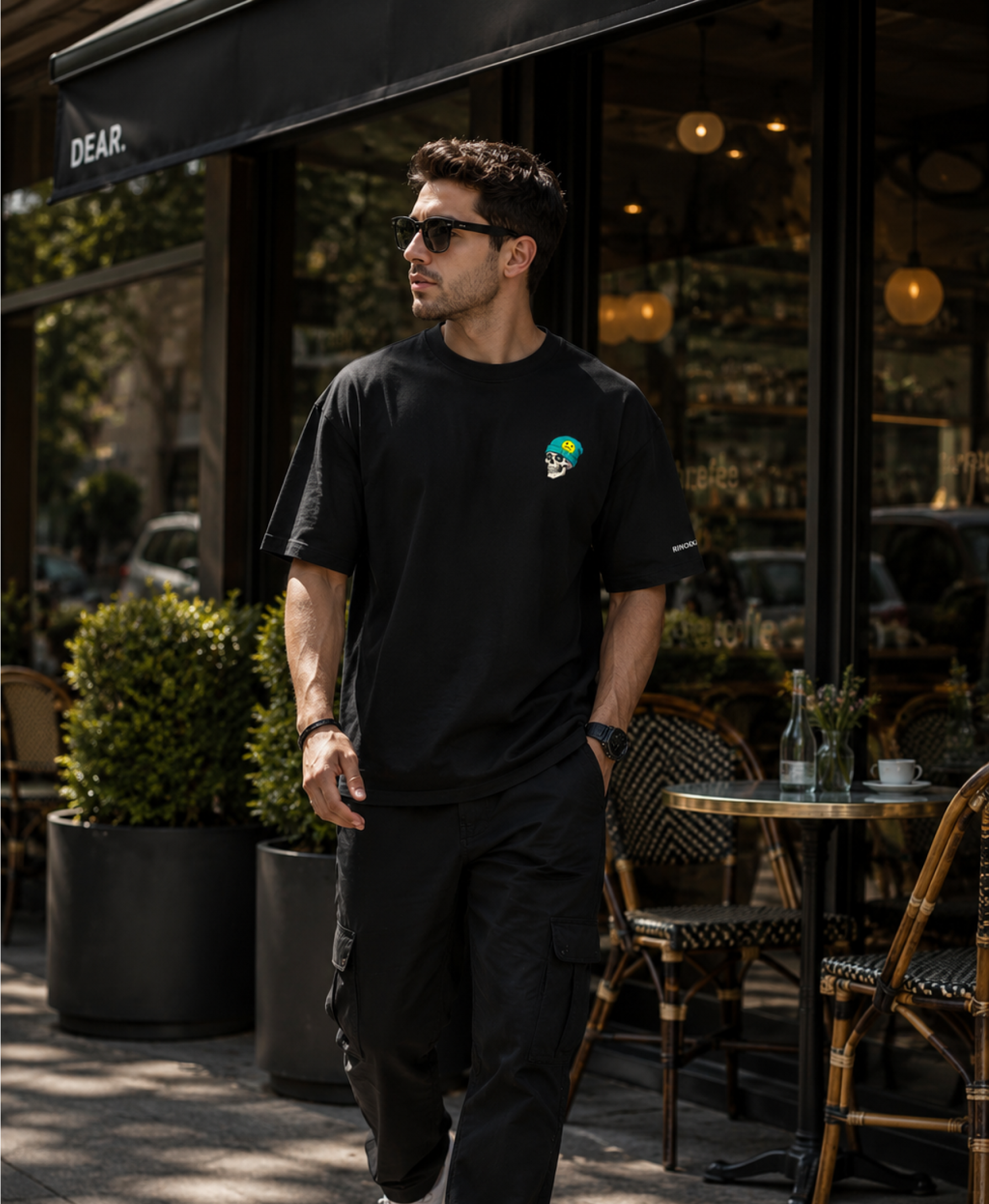 Melted Grin Black RINOKU Oversized Tee