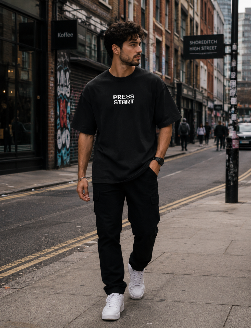 GAME OVER Pixel Skull Oversized Terry T-Shirt