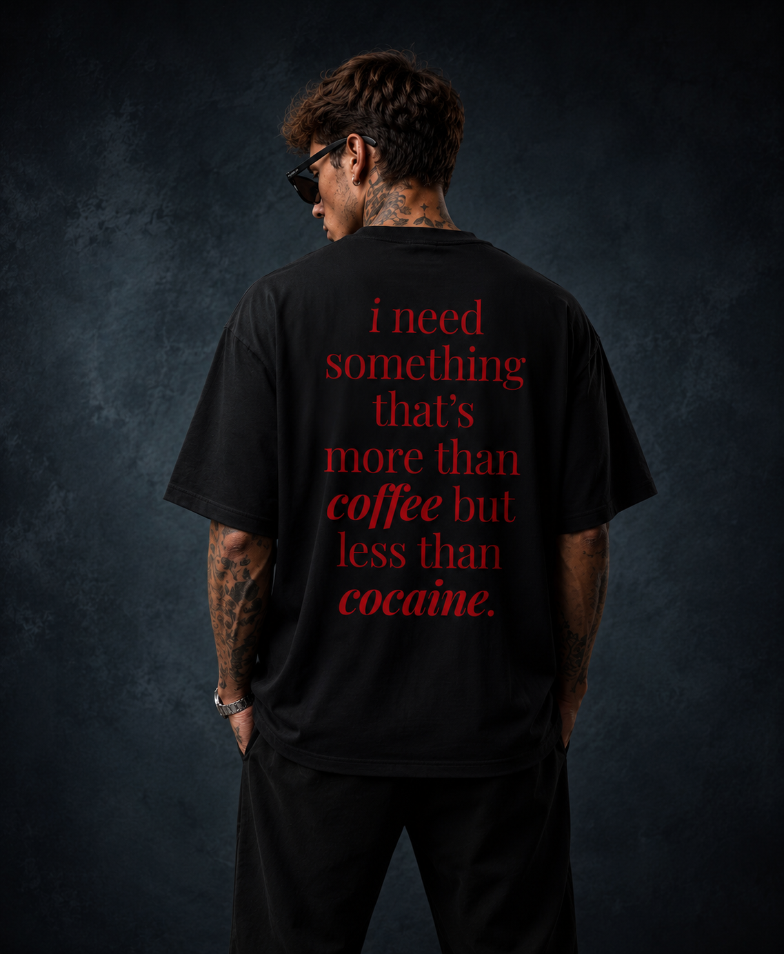 RINOKU More Than Coffee oversized black terry tee - product photo 1